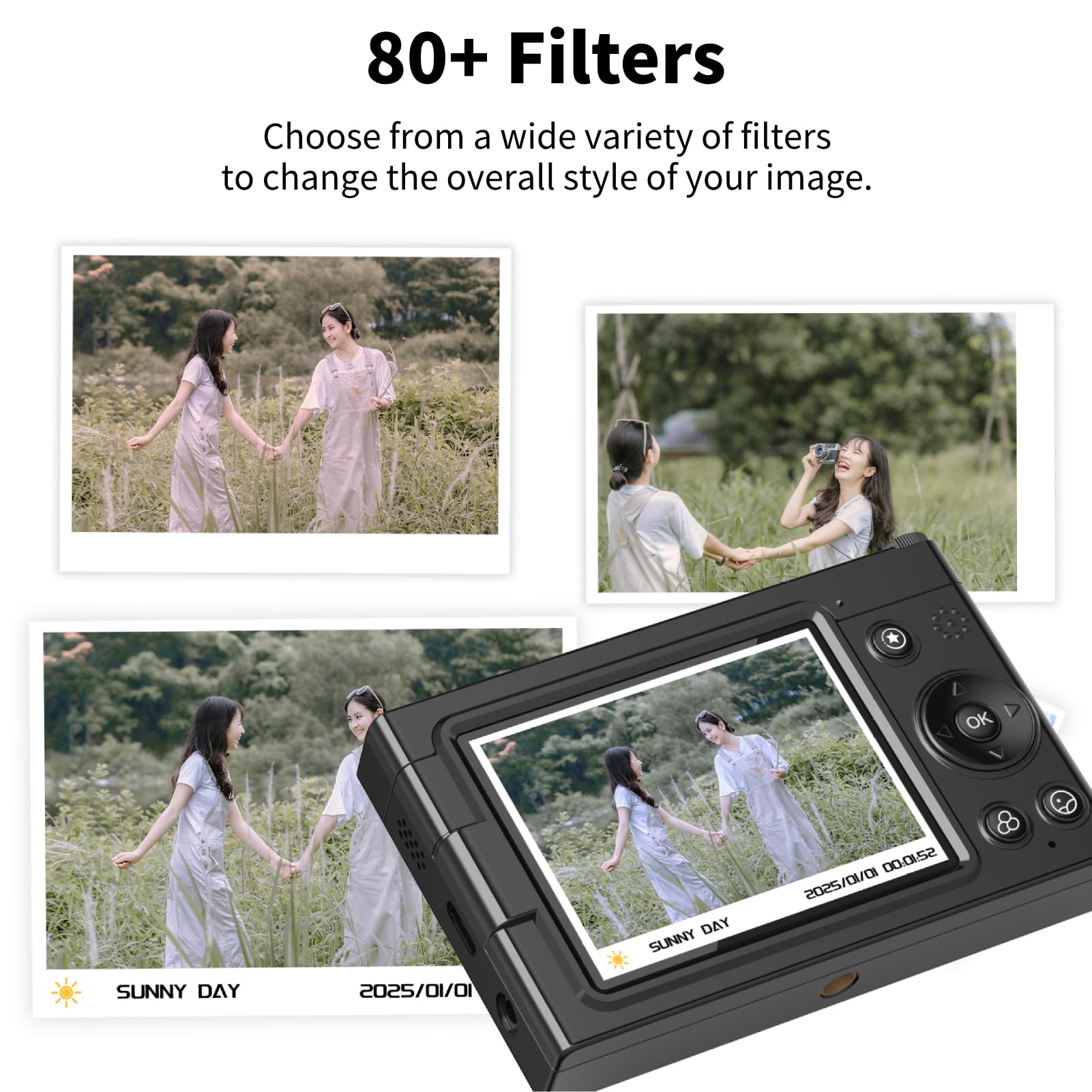 Fotocamera Digitale 4K, Fotocamera per Vlogging con Messa a Fuoco Automatica da 64 MP, Zoom Digitale 28X, Filtro retrò, Lettore Musicale, WiFi, modalità Bellezza, Compatibile con