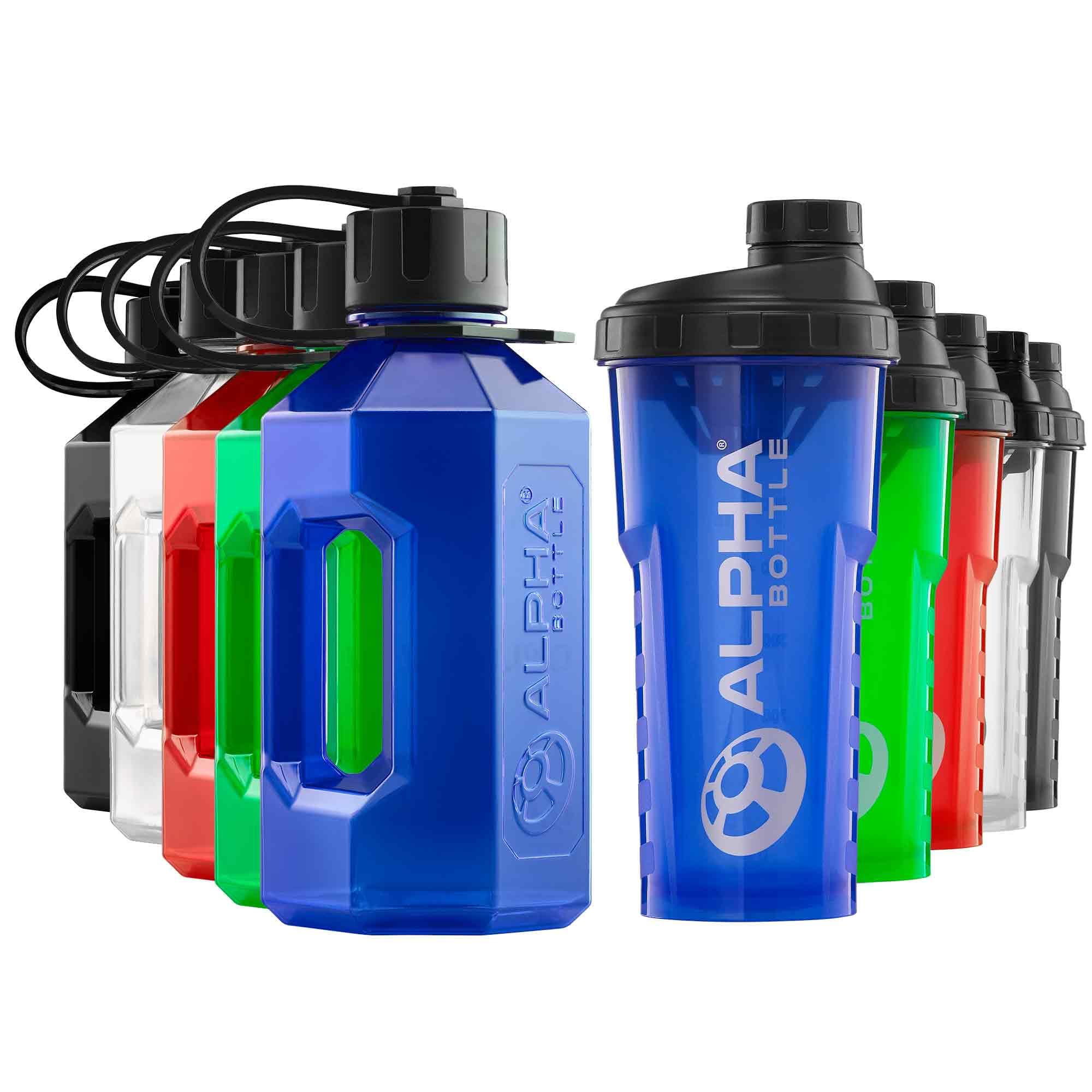 Alpha Designs Men's Blue 2 Pack Water Bottle (1.6L) & Protein Shaker Bottle (750Ml) Bundle - Gym Gifts For & Wo