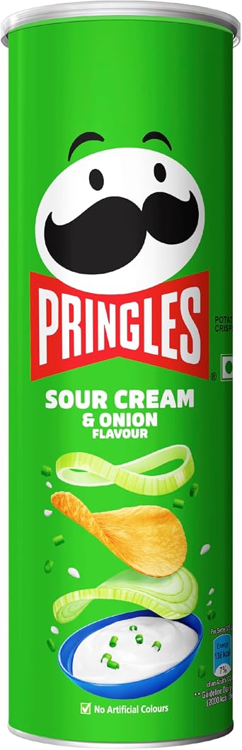 Pringles Potato Chips, Sour Cream and Onion, 3.9 oz 110 g