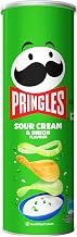Pringles Sour Cream & Onion Flavour | Potato Chips | Crispy Snack | Crunchy Snack Food for Movies, Games & More | On-the-Go Can | 107g