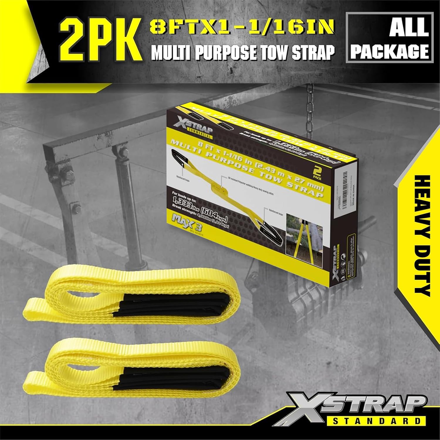 XSTRAP Lift Sling Straps - 2 Pack, 8' Long -2