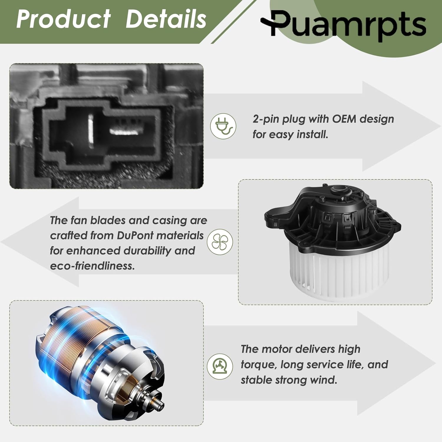 AC Heater Blower Motor Compatible with Hyundai, Kia and Genesis Vehicles - Genesis 2014-2016, Stinger 2018-2023, G70, G80, G90 - Replace# 97113B1000