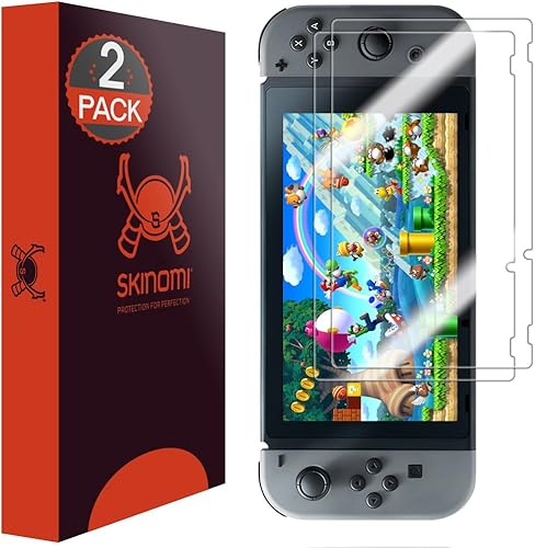 Skinomi Protector de pantalla compatible con Nintendo Switch (paquete de 2) (diseño actualizado) Clear TechSkin TPU Anti-Bubble HD Film