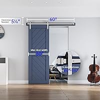 Vista 6 de EaseLife Kit de rieles de níquel cepillado para puerta corrediza de granero de 5 pies, polea J básica, resistente, se desliza suavemente