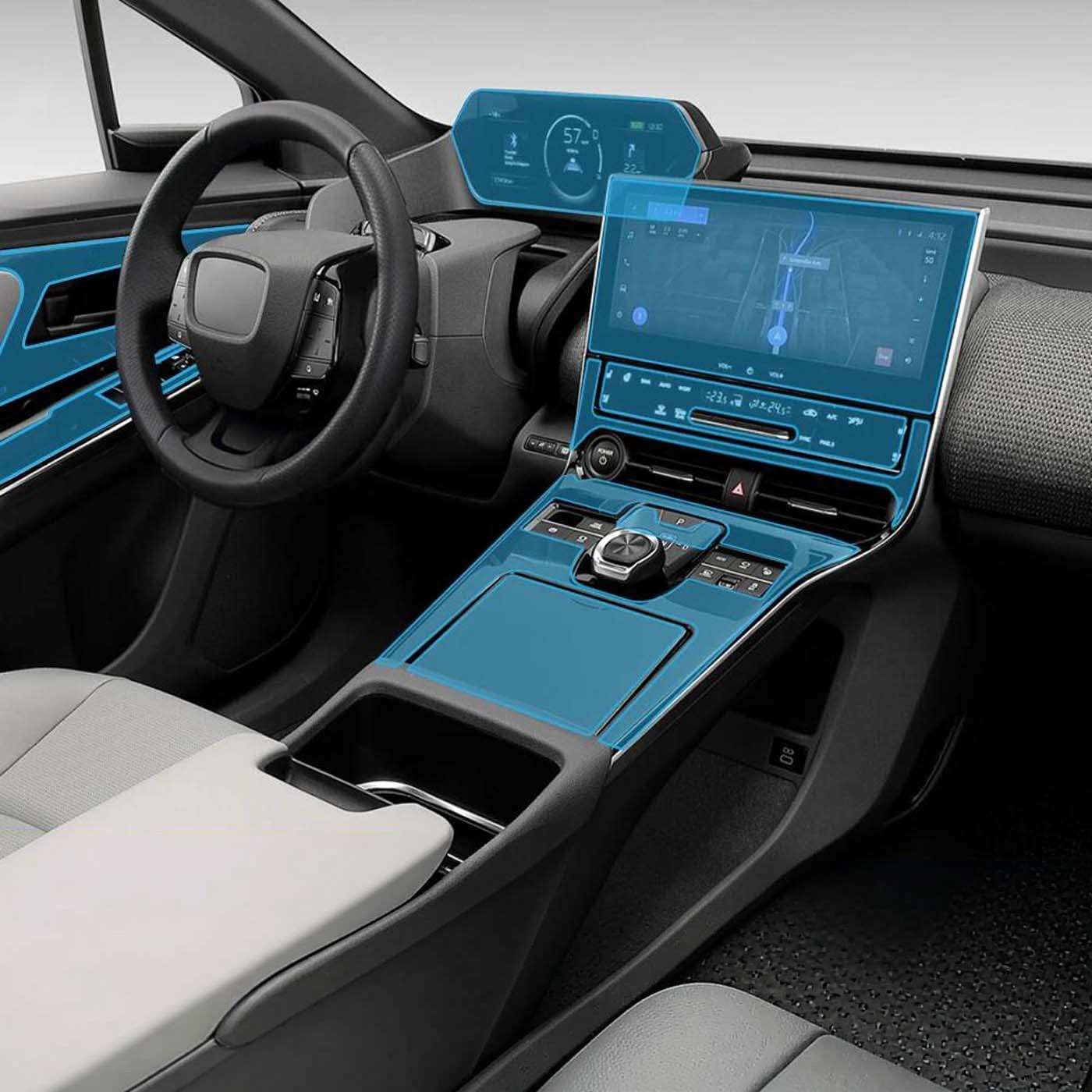 Car Interior TPU Protector Film Center Console, for bZ4X 2023-2025 Media Dashboard Navigation Sticker