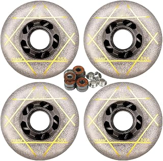 Inline Skate Wheels, Replacement Roller Skating Wheels Inline Skate Wheels with Bearing 83A 88A 76mm/80mm (4-Pack),Indoor Outdoor Roller Blade Skating Wheels,for Roller Blade Wheel Replacement,Flat F