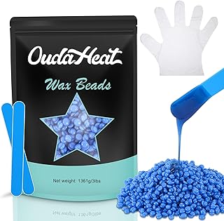 Wax Beads, 3lb Wax Beans for Hair Removal Sensitive Skin, Brazilian Coarse Waxing for Face, Bikini, Eyebrow, Back, Chest, Legs, Armpit, Waxing Beads for Women Men, 5 Silicone Stick, Sea Salt