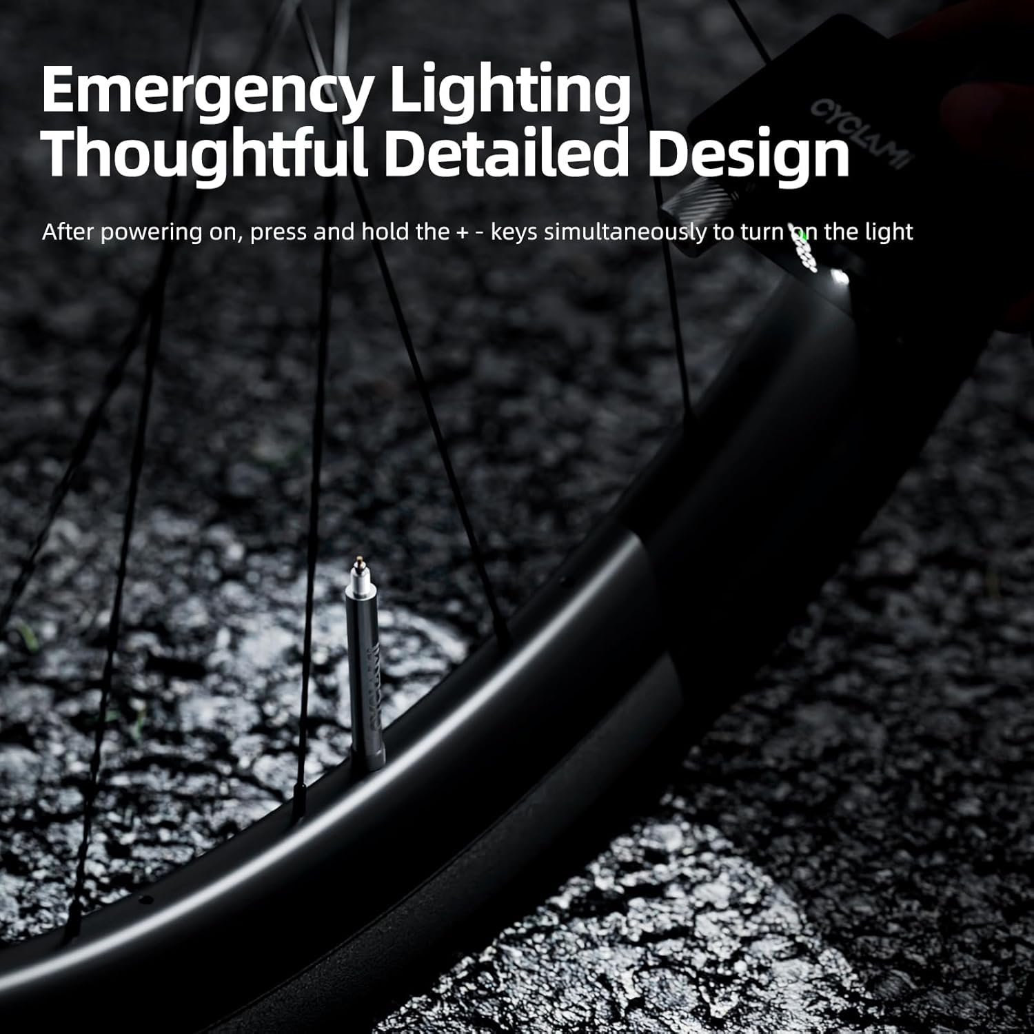 Tiny Bike Pump Electric - 130PSI Auto Stop Bicycle Air Pump/Backlit Gauge | Memory Function | Low Noise＆Low Vibration | Presta/Schrader Valve | Emergency Light | 800mAh for 4 Road Tires