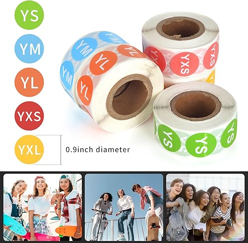 Miniatura 2 de 2500 calcomanías de tamaño de ropa juvenil, etiquetas de tamaño de ropa, etiquetas de tamaño circular de 0.9 pulgadas, etiquetas adhesivas redondas