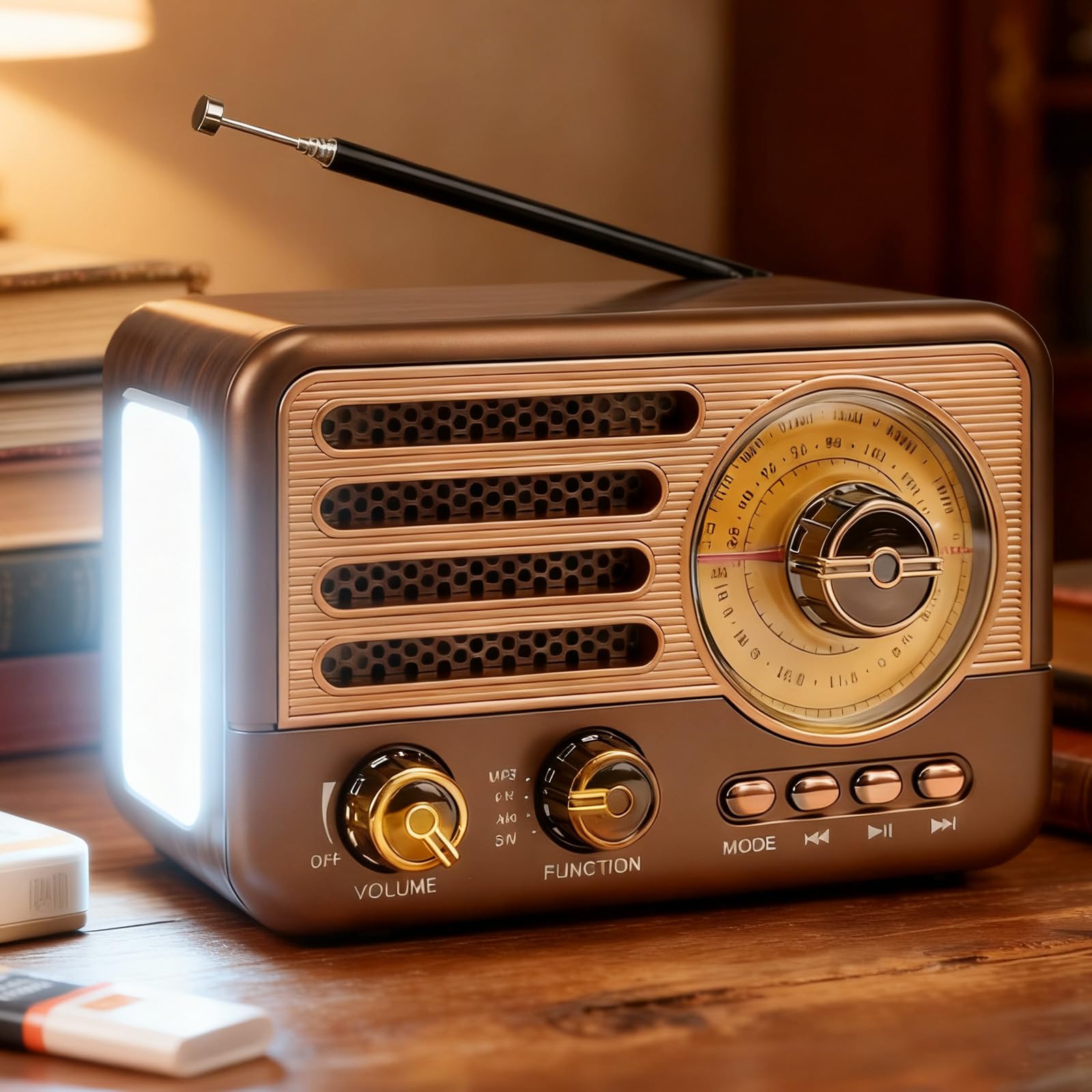 Radio Retrò Bluetooth 5.3 AM/FM/SW Baule, Radio da Cucina Piccola con USB/TF/AUX, Antenna Telescopica