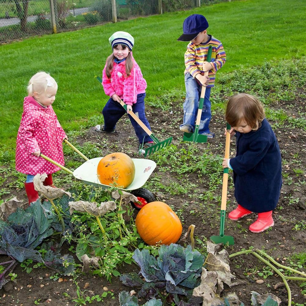 Juego de Herramientas de Jardinería para Niños: 6 Piezas con Pala, Rastrillo, Rastrillo de Hojas y Juguetes para Cavar y Desmalezar el Césped.