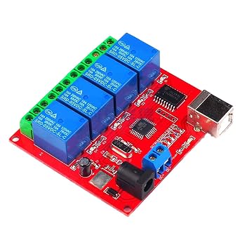4 Channel USB Relays Module 5V 12V 24V Intelligent Switching Controller For PC And Automation Systems