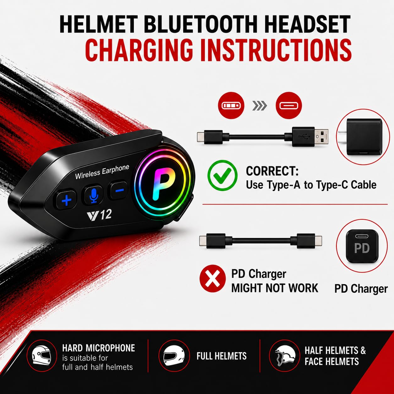 Primate Y12 Bluetooth Motorcycle Helmet Headset – HD Calling and HiFi Music & GPS Support, IP67 Waterproof, Works with Android & iOS, Universal Helmet Compatibility (Y12) — Amazon image 7