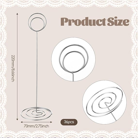 36 Pieces 8.75 Inch Table Number Holder Silver Table Sign Holder Stands Tall Tables-Number Stands Memo Note Cards-Stand for Wedding Birthday Party Restaurant