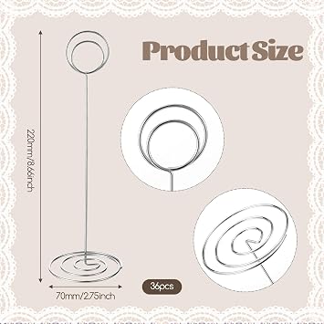 36 Pieces 8.75 Inch Table Number Holder Silver Table Sign Holder Stands Tall Tables-Number Stands Memo Note Cards-Stand for Wedding Birthday Party Restaurant