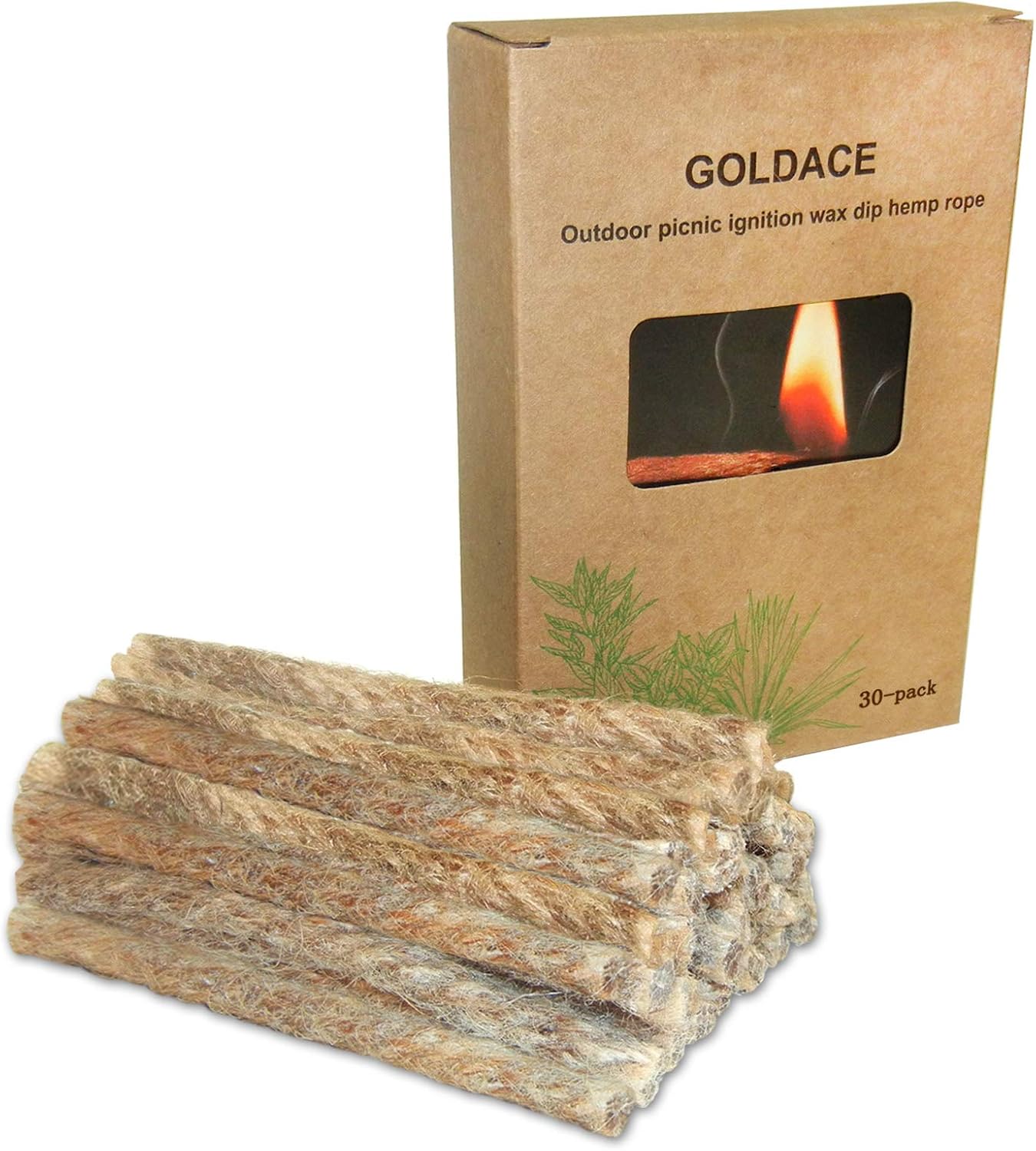 GOLDACE100% Windproof, Rainproof and Moisture- Emergency Survival Tool Kits| Long-Lasting Fire Starters for Campfires| Camping Cooking Kindling Tinder| fire Rope Hemp core| Unlimited Shelf Life : Sports & Outdoors