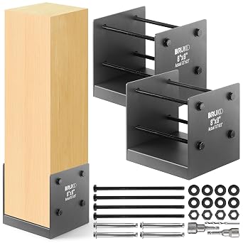 Stainless Steel 8 x 8 Actual 7.5" x 7.5" Deck Post Base, Post Anchor Bracket, Concrete Support Anchor Base for Deck Railing, Fences, Pavilions, Deck Porches 2Pack- Dark Gray
