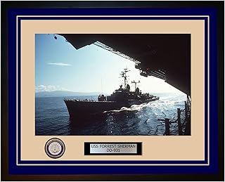USS Forrest Sherman DD-931 Framed Navy Ship Photo 487DD931Blue