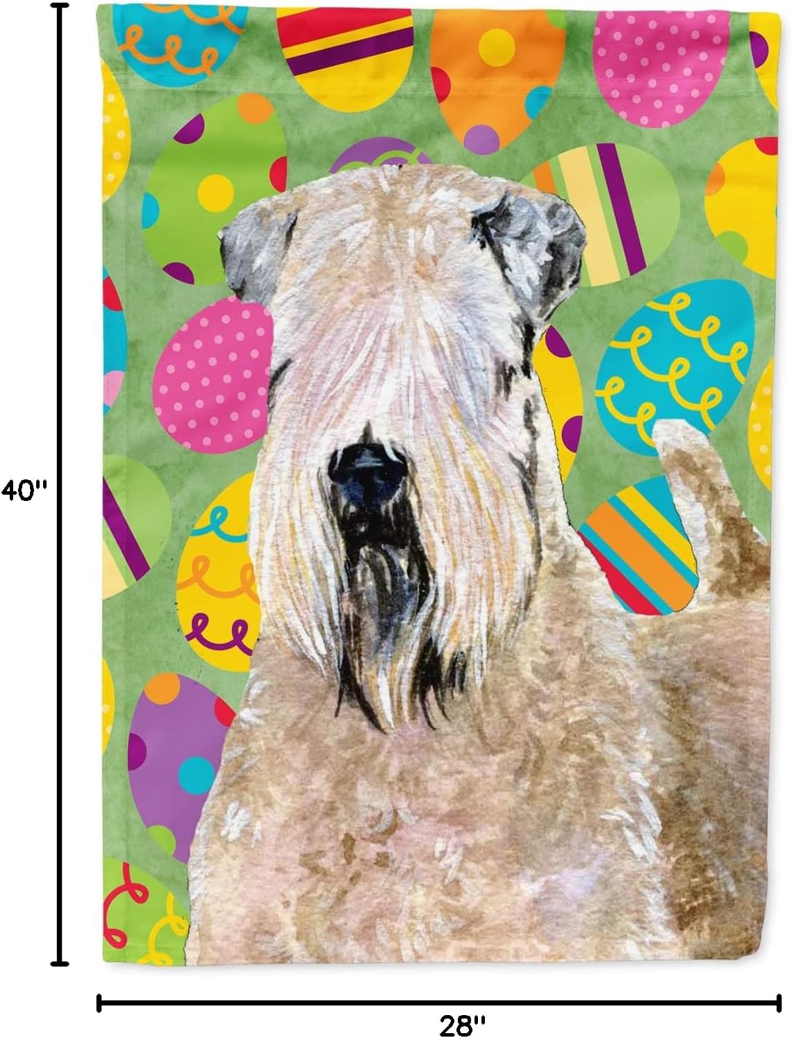 Caroline's Treasures SS4838CHF Wheaten Terrier Soft Coated Easter Eggtravaganza Flag Canvas, Large, Multicolor