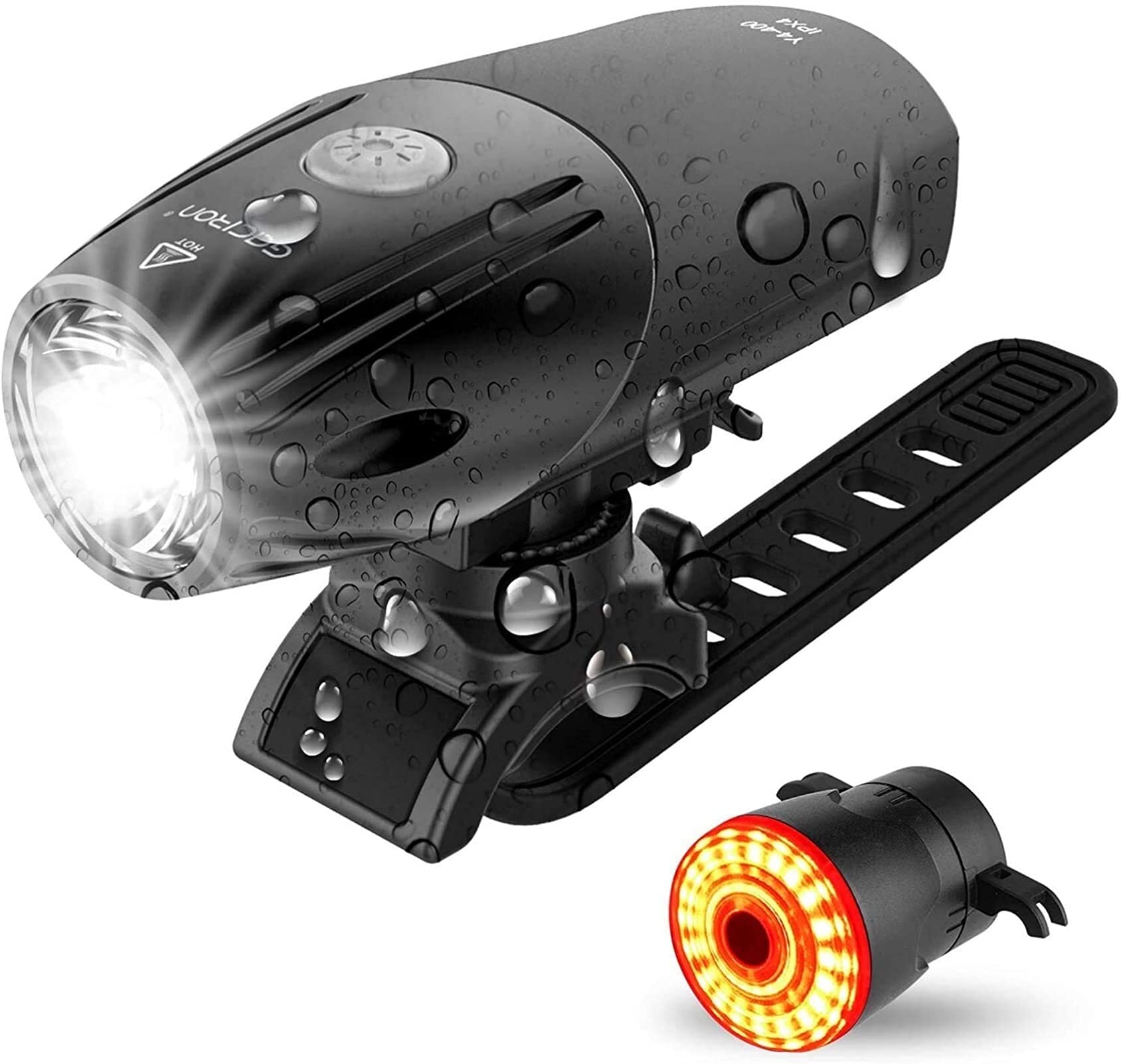 XMING Zestaw światła rowerowego USB Akumulator 500 Lumen IPX4 Wodoodporne przedni światła i LED Inteligentny Rowerowy Lampki Tylne, Hamowanie Wykrywanie wielu środków oświetleniowych do góry, Rowery d