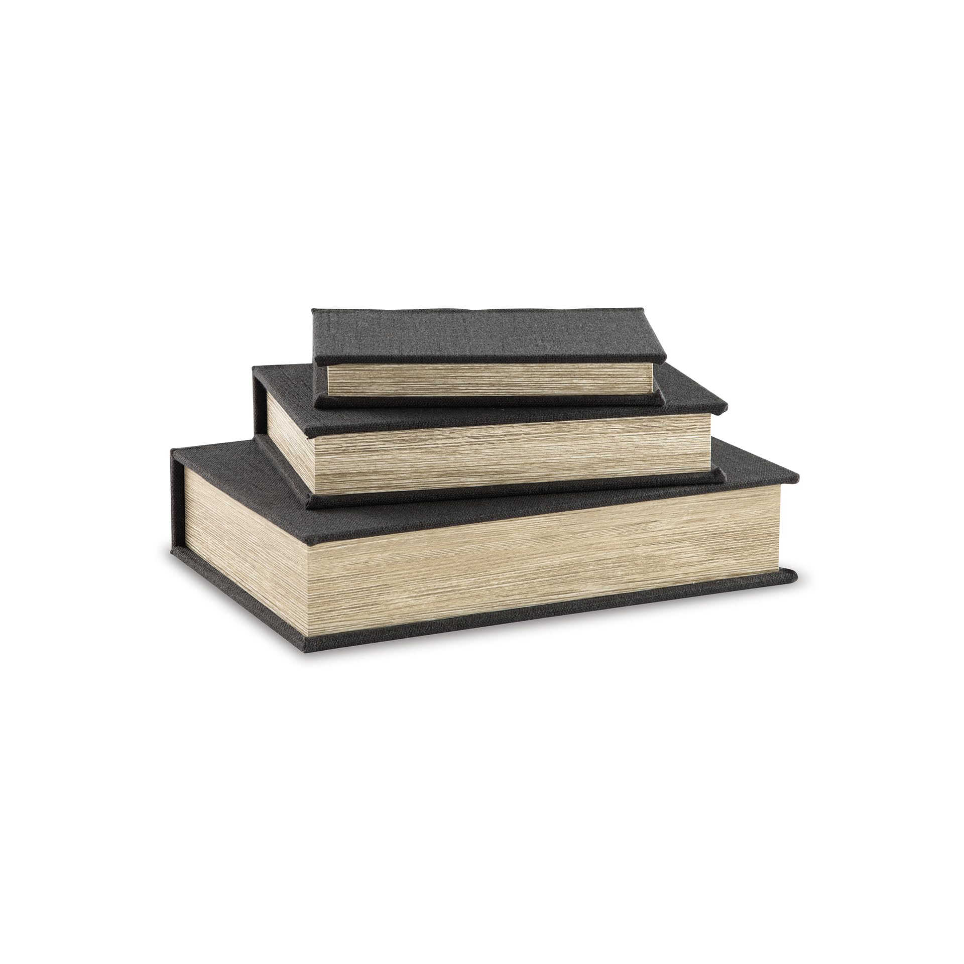 Signature Design by Ashley Jolina Vintage 3 Piece Faux Book Keepsake Storage Box Set, Small/Medium/Large, Nesting Design, Keepsake Boxes, Remote