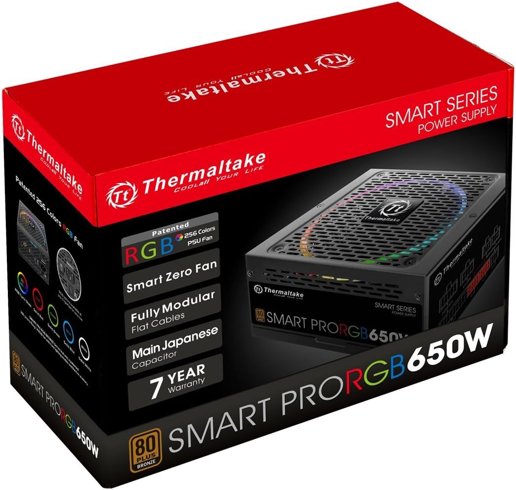Buу 2 gеt 3 Thermaltake Smart Pro RGB 650W 80+ Bronze Certified PSU. Ultra Quiet Smart Zero 256-Color RGB, Fan Fully Modular, ATX 12V 2.4/EPS 12V 2.92 Power Supply. 7 Year Warranty PS-SPR-0650FPCBUS-R