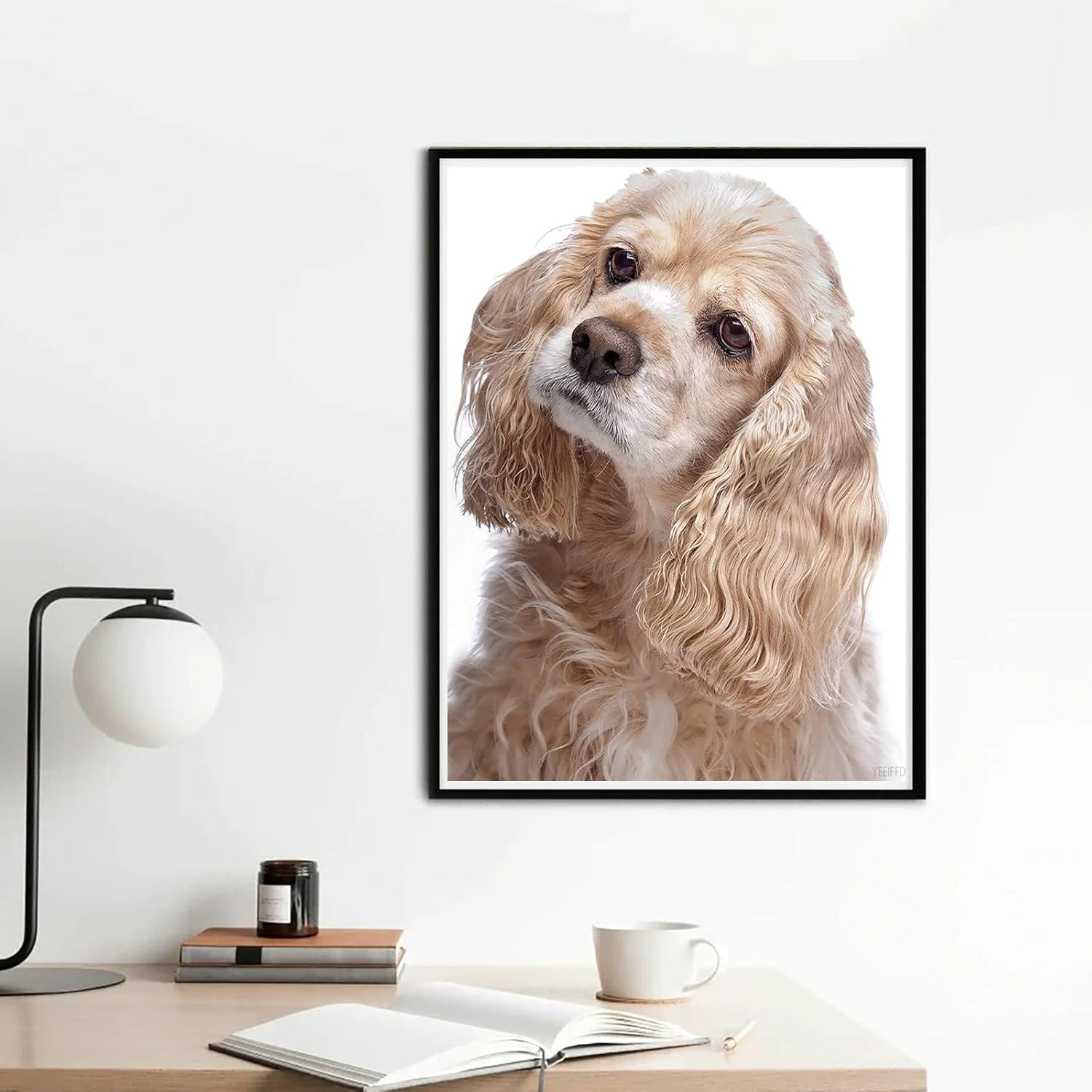 YEEIFFD 5D DIY Animal Cocker Spaniel Diamond Painting Kits, Crystal Rhinestone Embroidery Crafts Decoration Gifts 12x16 inch
