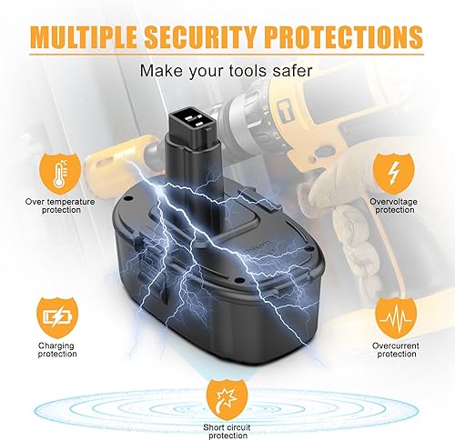 Miniatura 7 de Powilling Paquete de 2 baterías de repuesto de iones de litio de 6.5Ah para baterías Dewalt 18V XRP Ni-Cad DC9096 DC9098 DC9099 DE9039 para baterías