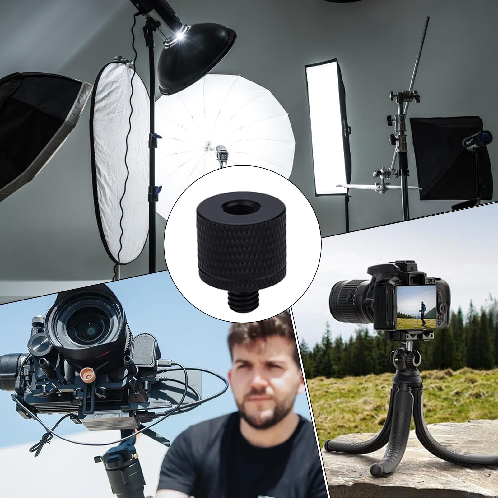 FEICHAO 2 stuks schroefadapter 1/4-20 vrouwelijk naar M5 M6 M8 M10 mannelijke schroef met versterking zijgat voor statief camera gimbal accessoires (zilver 1/4-20 tot M8-1,25
