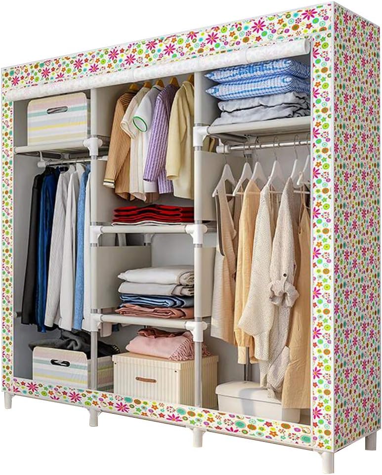 Cloth Wardrobe Clothes Closet, Portable Closet Wardrobe Storage Closet Standing Closet Fabric Cabinet Portable Wardrobe,B_129X45X166CM