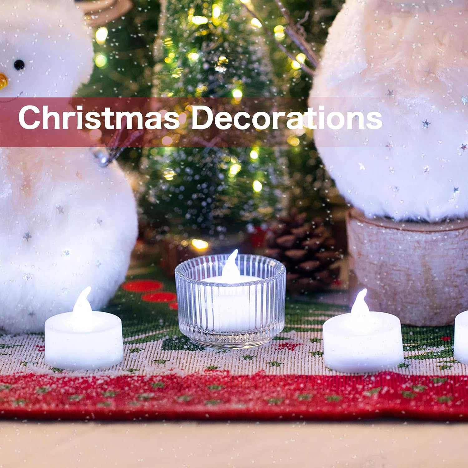 LANKER 24 Pack Flameless LED Tea Lights Candles, Steady Cool White Tealights, Long Lasting Battery Operated Fake Candles, Decoration for Halloween and Festival Celebration (Cool White) - Image 3