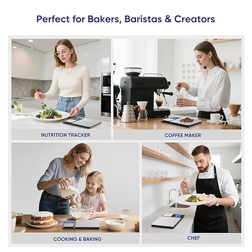 Miniatura 7 de Báscula de cocina de alimentos de doble plataforma, peso digital (gramos y onzas), báscula de cocina de doble precisión para pan de masa madre,