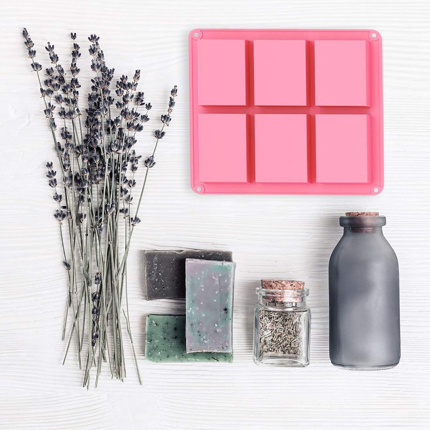 Ozera 3 Pack Soap Molds, 6 Cavities Silicone Soap Molds, Soap Making Chocolate Baking Molds