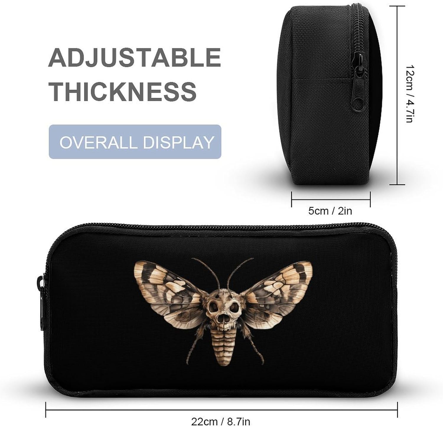 Skull Moth Travel Cosmetic Bag Makeup Bag image 2