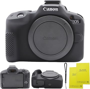 EOS R50 case,Soft Silicone Protective Case for Canon EOS R50 EOSR50 Vlogging Camer, with 2 Screen Protectors and 1 Wrist Strap,EOS R50 Accessories. Black