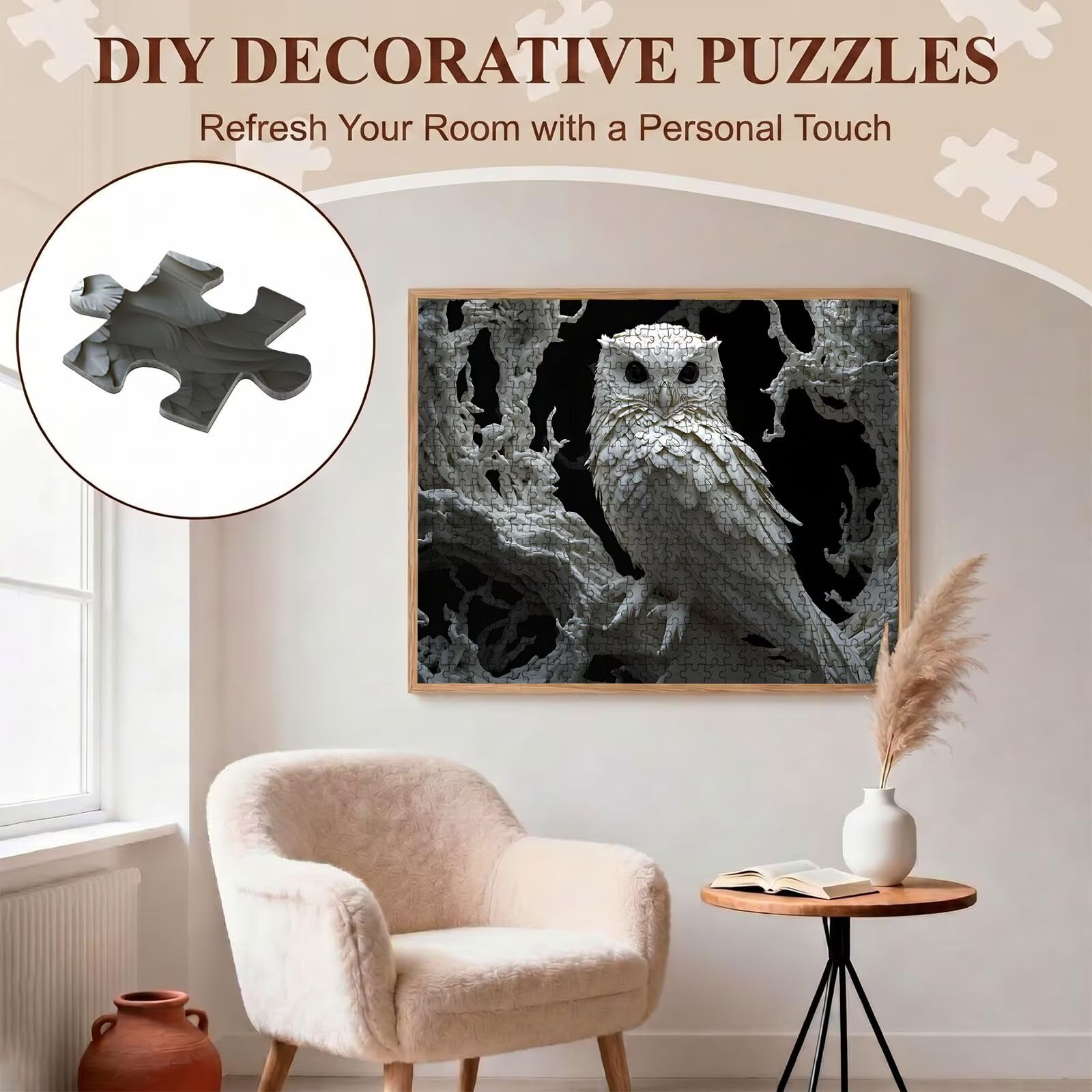 búho Árbol-3 Puzzle de 1500 Piezas, Juego de Mesa Familiar de Madera - Rompecabezas Adultos para Toda La Familia, Rompecabezas Educativo DIY y Antiestrés - con Mapa de Referencia, 87 x 57 cm f0-718