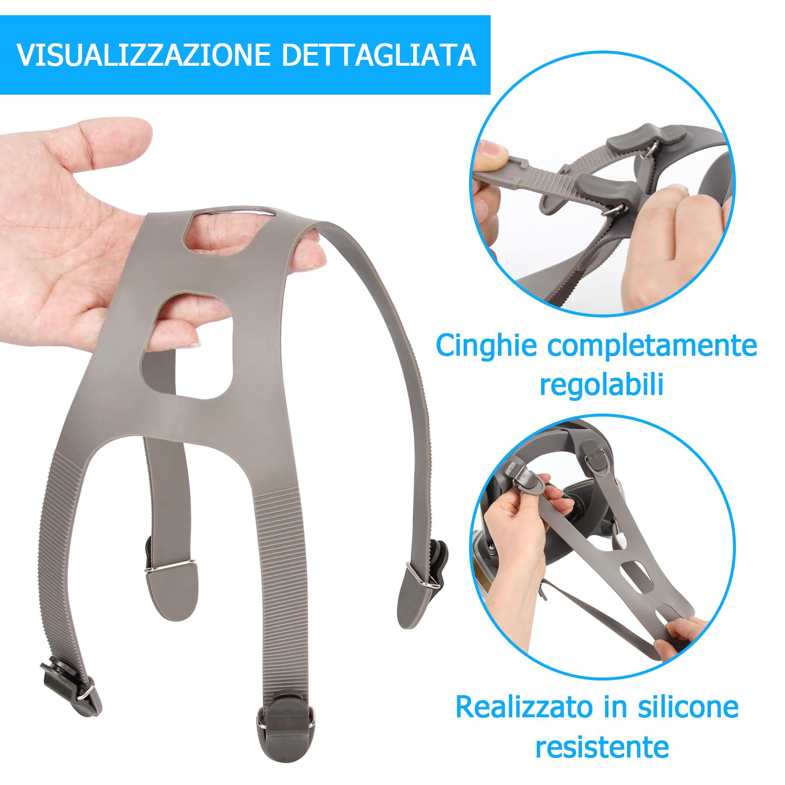 Imbracatura per la Testa Compatibile con 3M 6000 Serie 6700, 6800, 6900, Trudsafe 6900, Imbracatura di Ricambio per Maschera Respiratoria Integrale