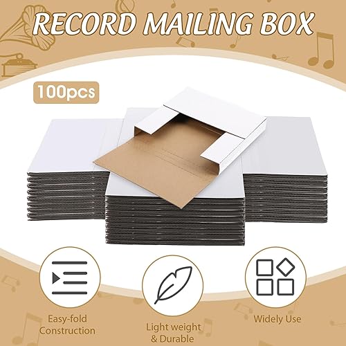 Miniatura 2 de Fuutreo Paquete de 100 cajas de envío de cartón LP de 7 pulgadas para discos de vinilo de 7 pulgadas, 45 RPM, cajas de envío de cartón LP de