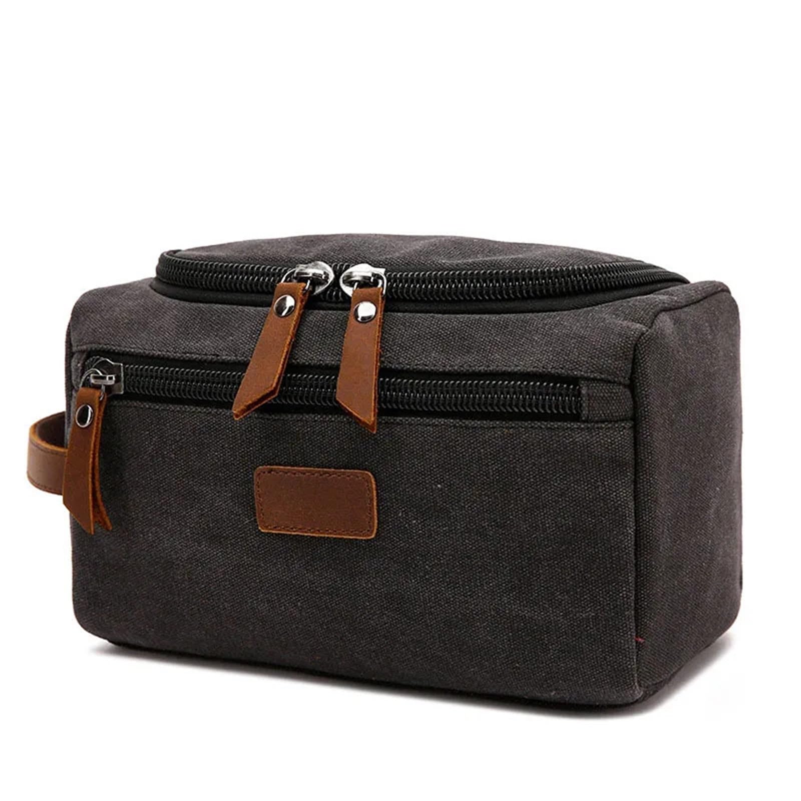 Neceser Estuche de maquillaje de lona for hombre, bolso de mano con bolsillo, billetera for mujer, llaves, bolso de mano for hombre, bolsa de mano con cierre, neceser, bolso de muñeca Para Hombre(Blac