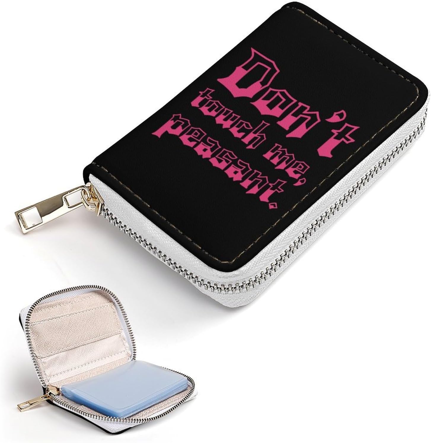 Don't Touch Me Peasant Business Credit Card Holder Wallet for Men Women Coin Purse with 20 Card Slots