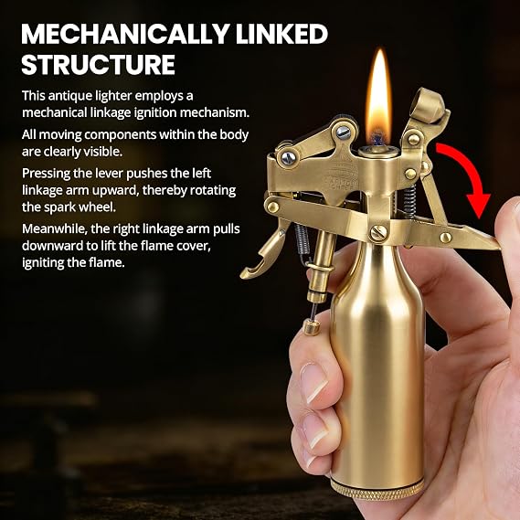 The Capitol Lighter, Vintage Trench Lighter Antique Kerosene Fluid Refillable Copper Lighters, Replica Classic Unique Table Lighters Collection Gift for Man Dad (Fuel Not Included)