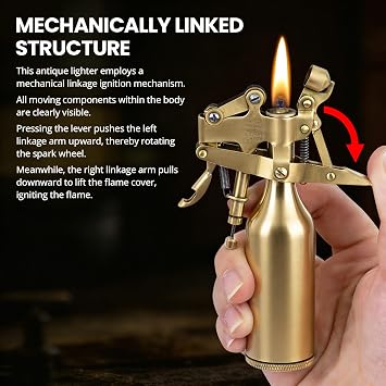 The Capitol Lighter, Vintage Trench Lighter Antique Kerosene Fluid Refillable Copper Lighters, Replica Classic Unique Table Lighters Collection Gift for Man Dad (Fuel Not Included)