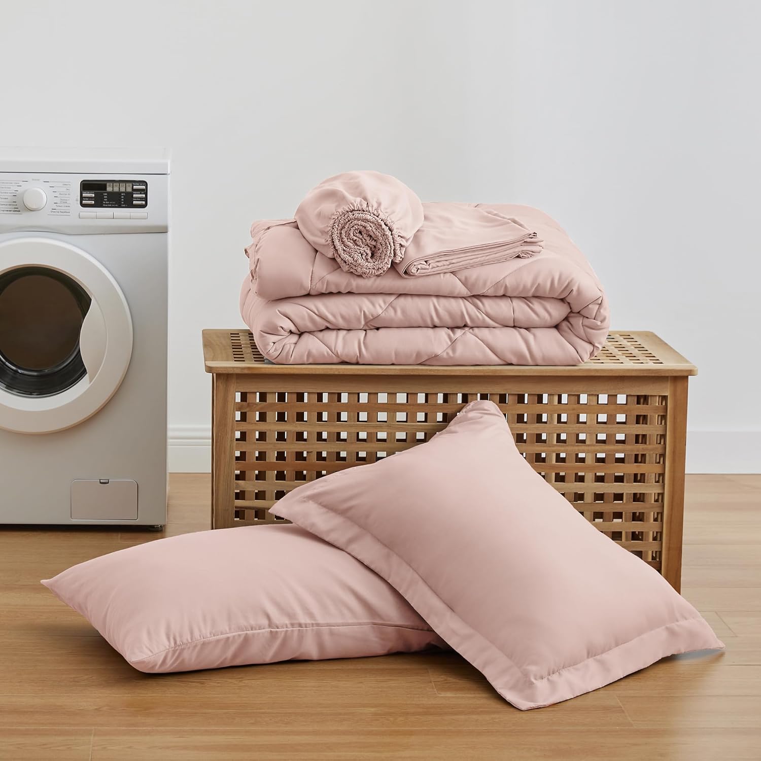 Love's cabin Twin Comforter Set Pink, 5 Pieces Twin Bed in a Bag, All Season Bedding Sets with 1 Comforter, 1 Flat Sheet, 1 Fitted Sheet, 1 Pillowcase and 1 Pillow Sham - Image 6