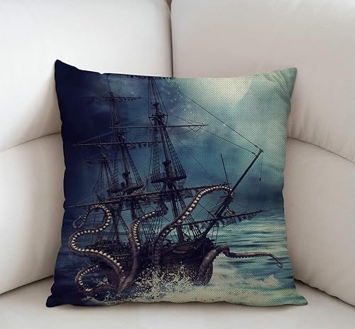 Miniatura 8 de Swono Nature Misty - Funda de cojín de lino y algodón para el hogar, oficina, decorativa, para sofá, sala de estar, cuadrada, 18 x 18 pulgadas