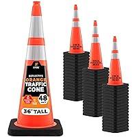Vista 30 de Xpose Safety Conos de tráfico naranjas de 28 pulgadas con collares de 6 y 4 pulgadas, 1 paquete – Cono de seguridad de plástico PVC multiusos