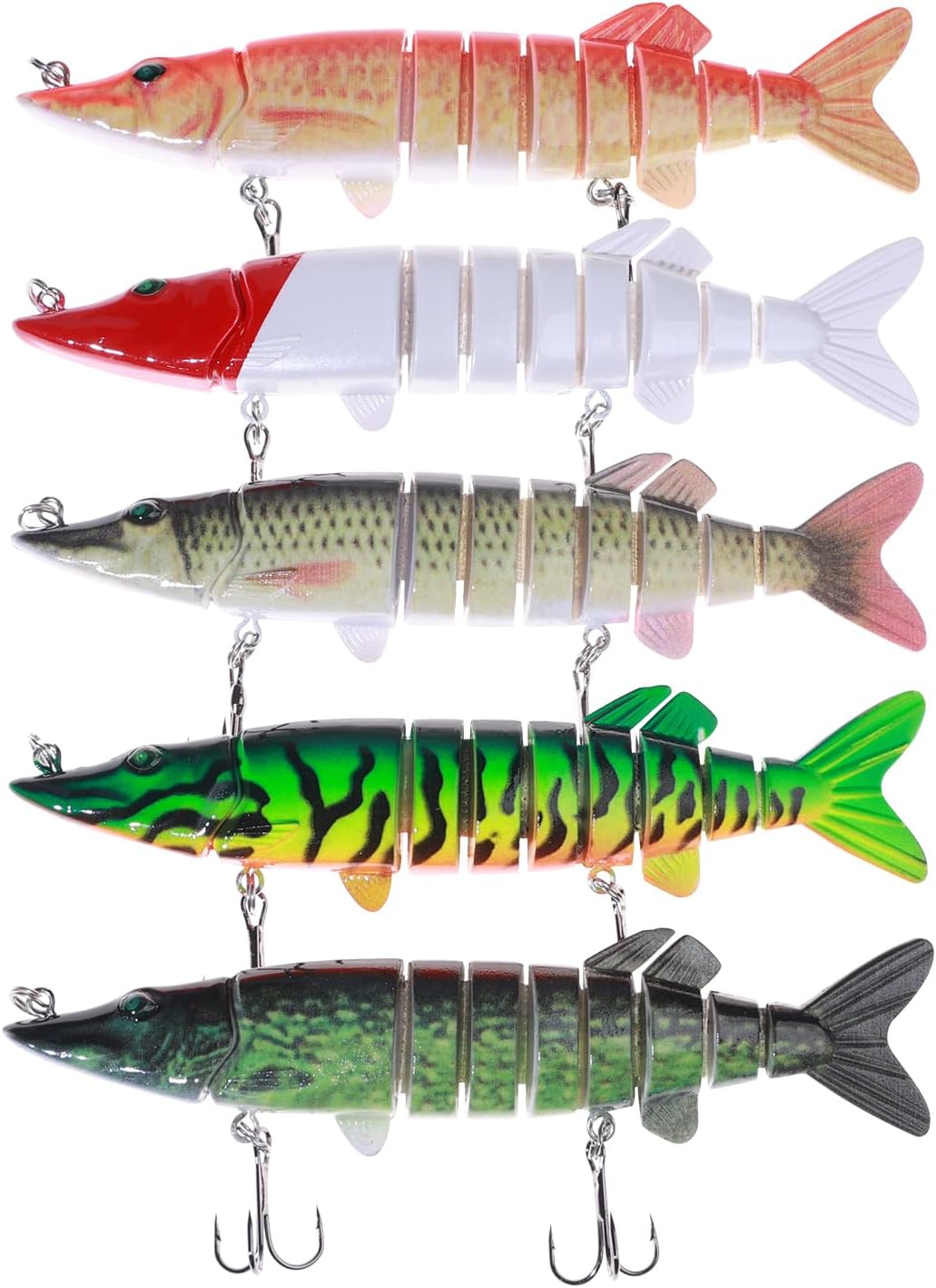 Bass Fishing Lures, Jointed Swimbait Glide Bait for Bass, Trout & Pike – Lifelike Fishing Lure with 3D Eyes, Built-in Rattle Chamber, Triple Hook – Realistic Fishing Lures for Freshwater & Saltwater