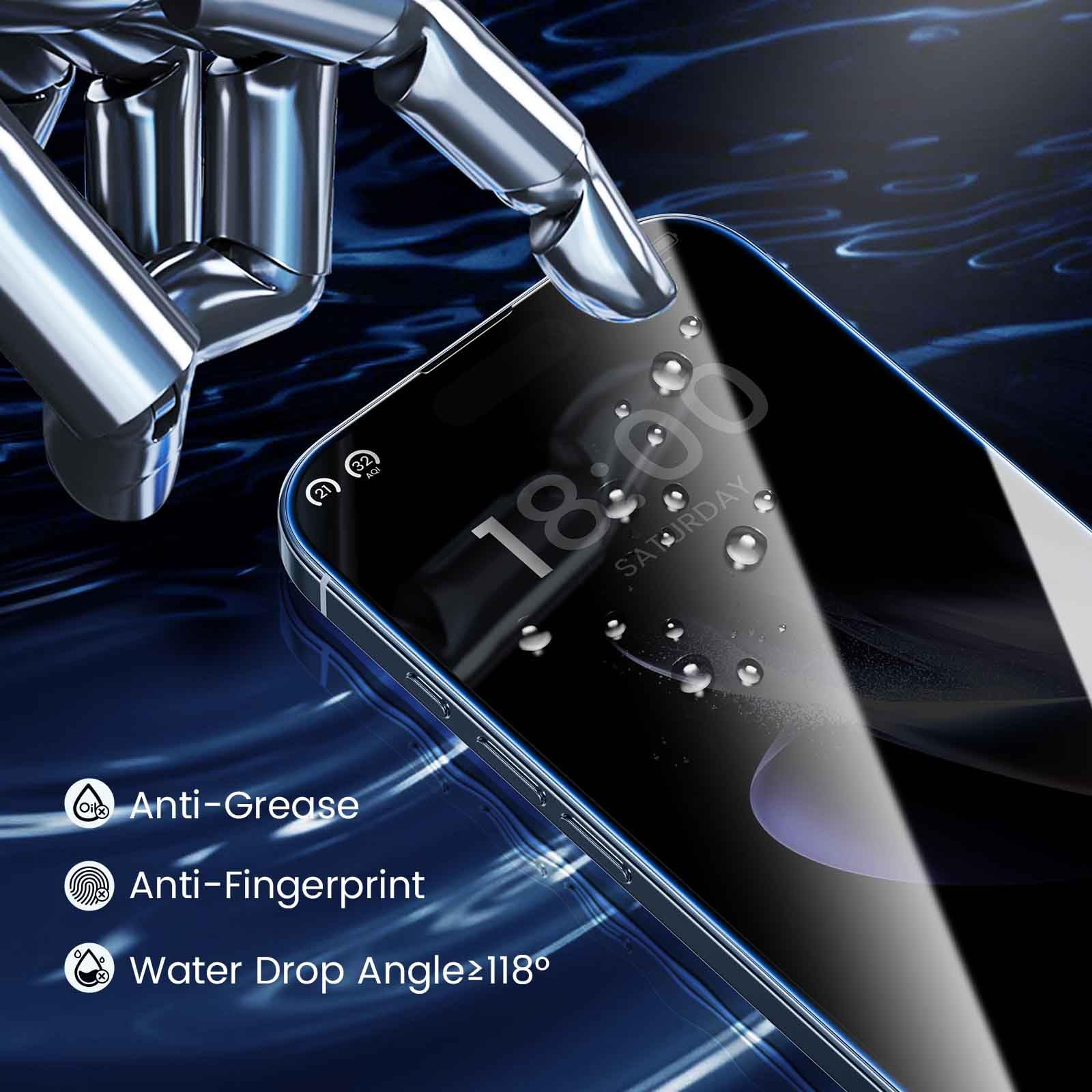 MOCOLL Vetro Temperato Per IPhone 16 Pro Max – Privacy Anti-Spy 28° – 9H Antiurto – Kit 2 Pezzi Con Telaio Magnetico - 4