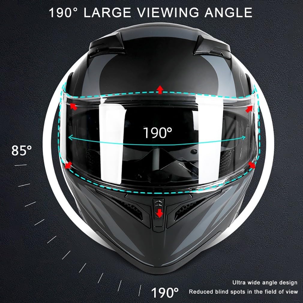 Motorradhelm Motorrad Klapphelm Modularer Helm mit Doppelvisier Integralhelm DOT/ECE Zertifiziert Integriert Helm Roller Moped Street Racing Sturzhelm für Erwachsene Frauen Männer
