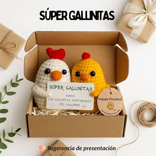 Super Gallinitas© | Regalo Original para Amigas | Idea Sorpresa Colega Companera Mejor Amiga BFF | Cumpleanos Fiesta Secret Santa Pascua | Peluche Hecha a Mano| Divertido & Cute | Amistad Inseparable - 3