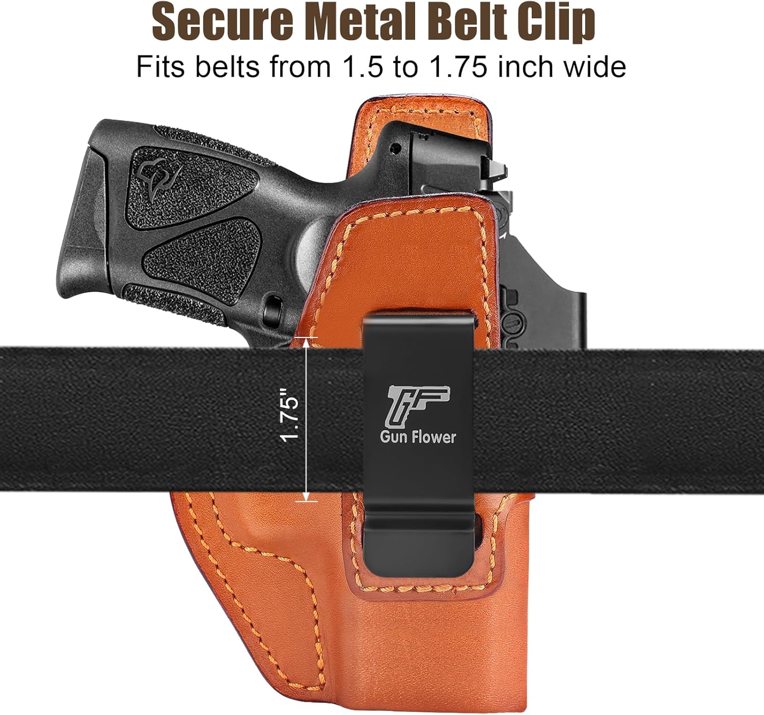 GUN & FLOWER IWB Leather Holster for Taurus G3C/ G2C/ G2S/ G3C Toro/ TX22 Compact/ PT111/ PT140 - Optic Ready Available, Inside Waistband Concealed Carry, Fits 1.5"-1.75" Belts, Right Hand